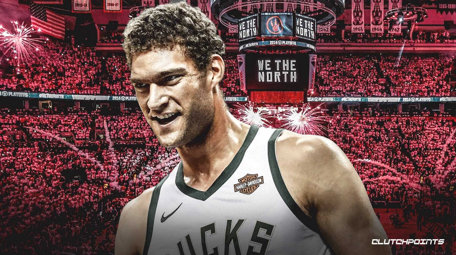 Brook Lopez In Red Aesthetic Arena Wallpaper