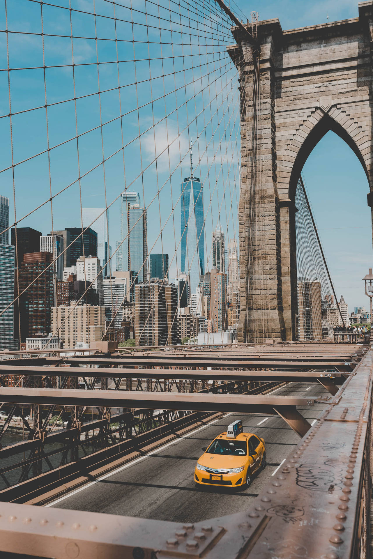Brooklyn Bridge Og Bil Lygter Wallpaper