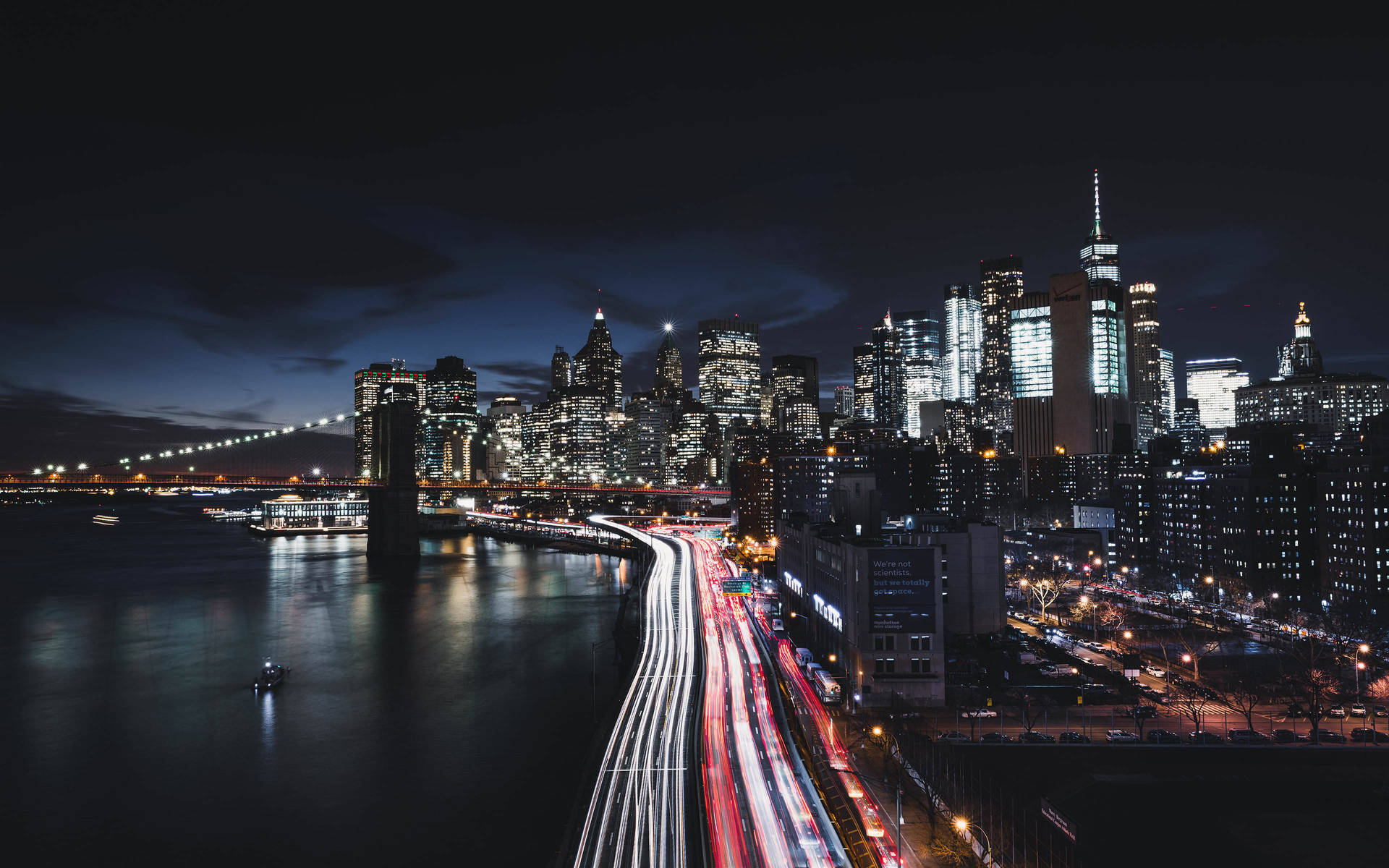 Estéticade La Ciudad De Nueva York Con El Horizonte Del Puente De Brooklyn. Fondo de pantalla