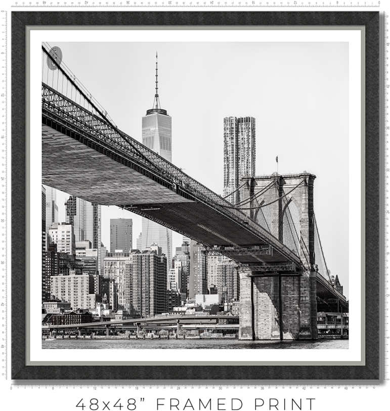 Brooklyn Bridge Manhattan Skyline Black And White PNG