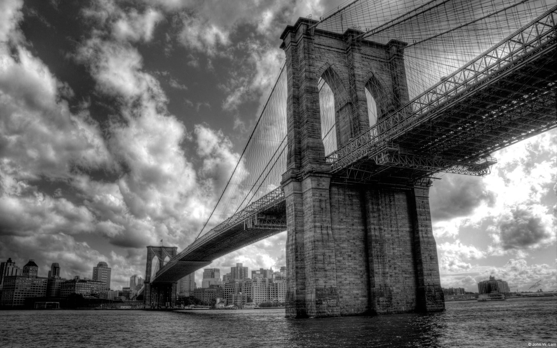Brooklyn Bridge New York Black And White Wallpaper