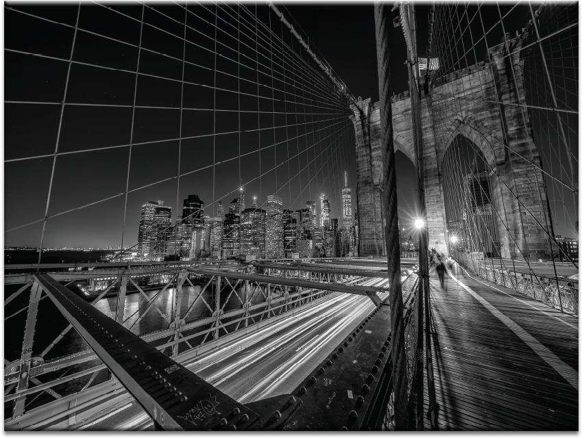 Brooklyn Bridge Nighttime Panorama PNG