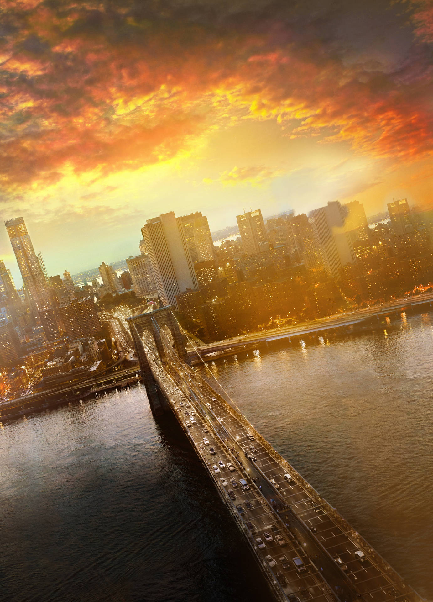 Brooklynbridge Sonnenuntergang New York 4k Wallpaper