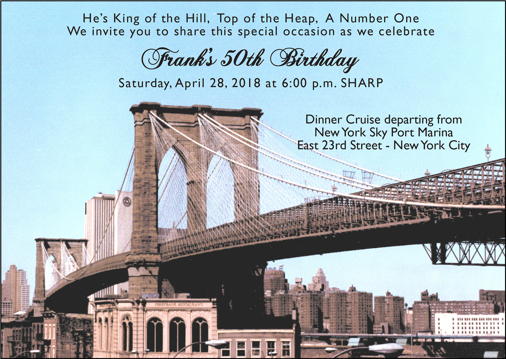 Brooklyn Bridge50th Birthday Invitation PNG