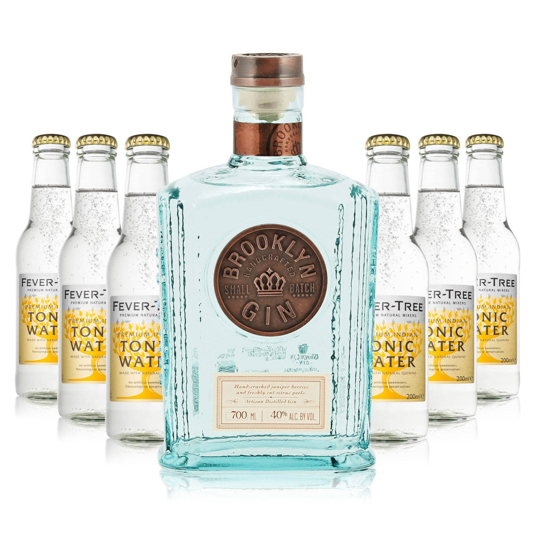 Brooklyn Gin And Six Bottles Of Fever-tree Tonic Waters Wallpaper