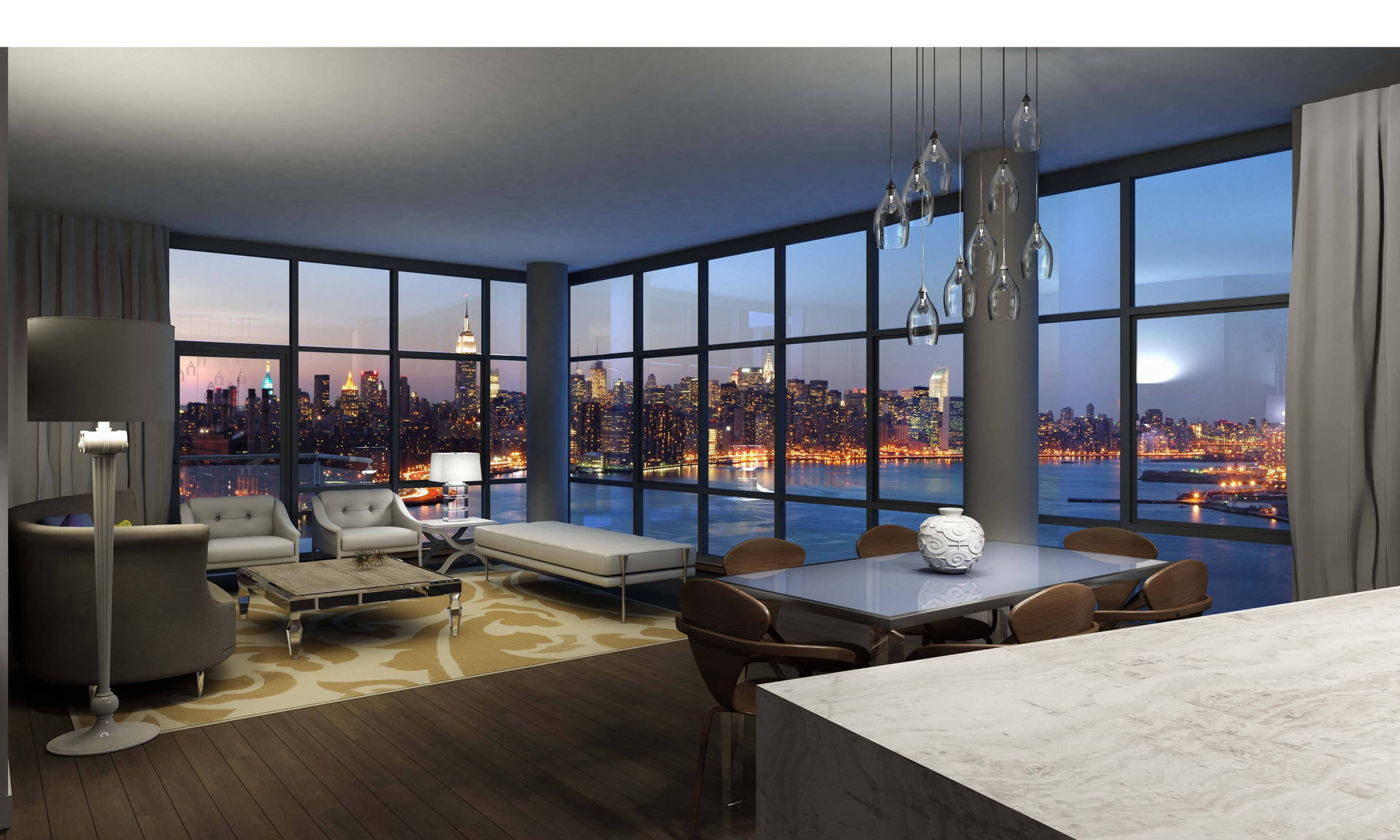 Brooklyn Hudson River Penthouse Interior Design Wallpaper