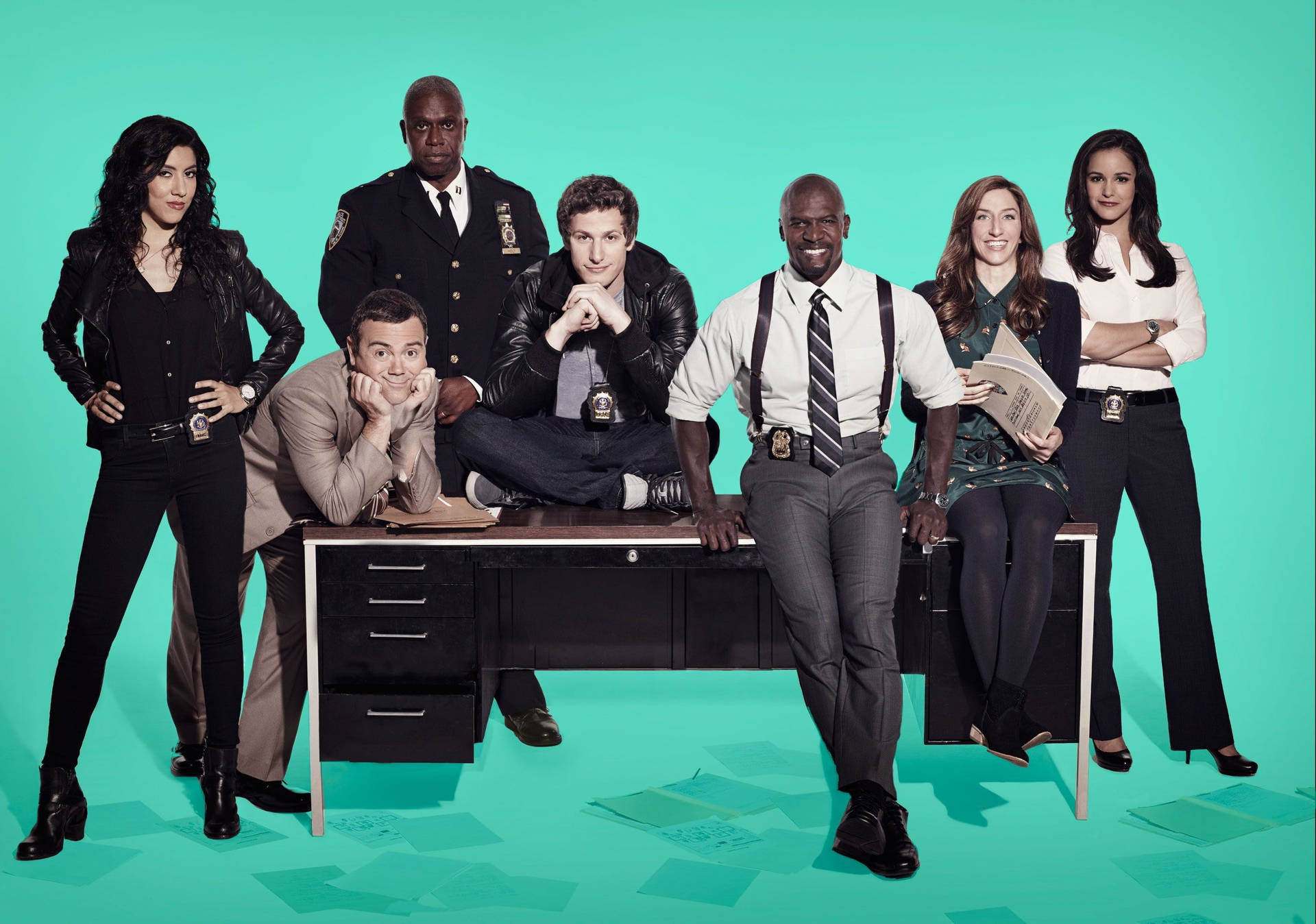 "Welcome to the 98th precinct, home of the beloved Brooklyn Nine Nine crew" Wallpaper