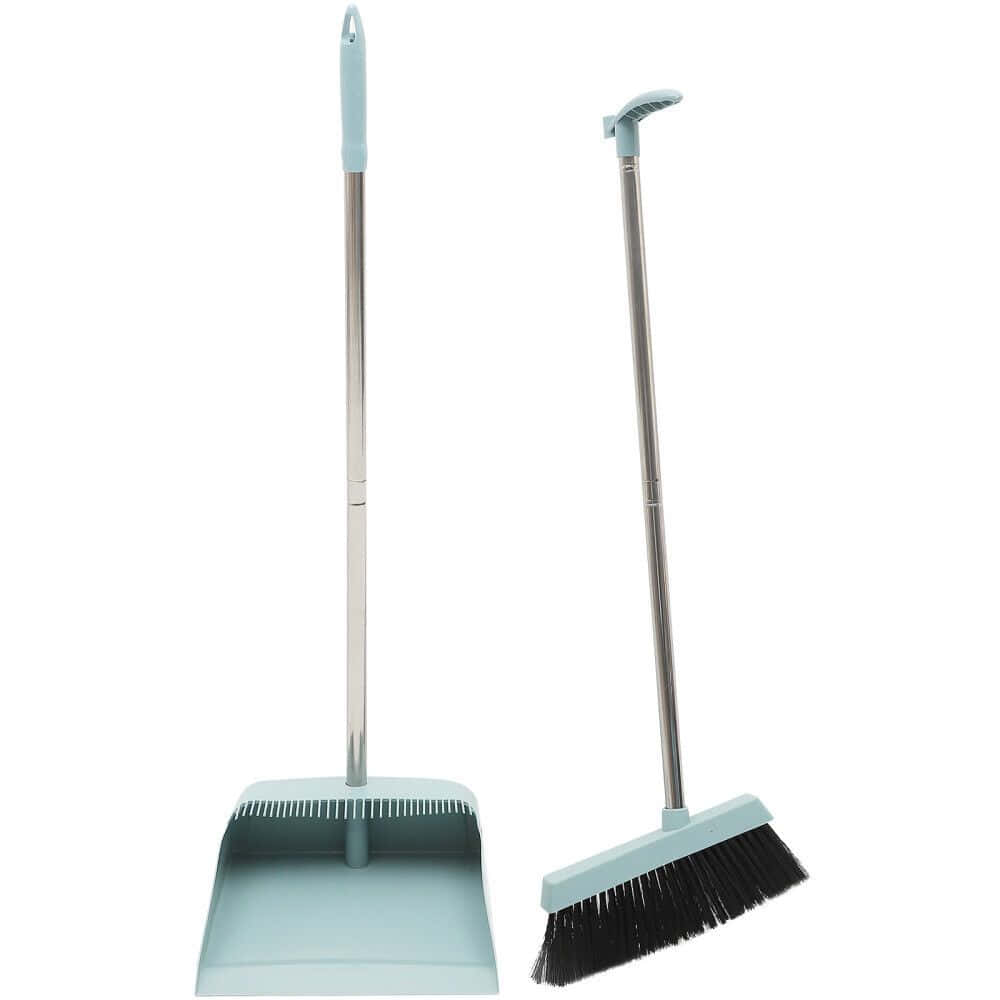 Two Blue Brooms And A Black Broom