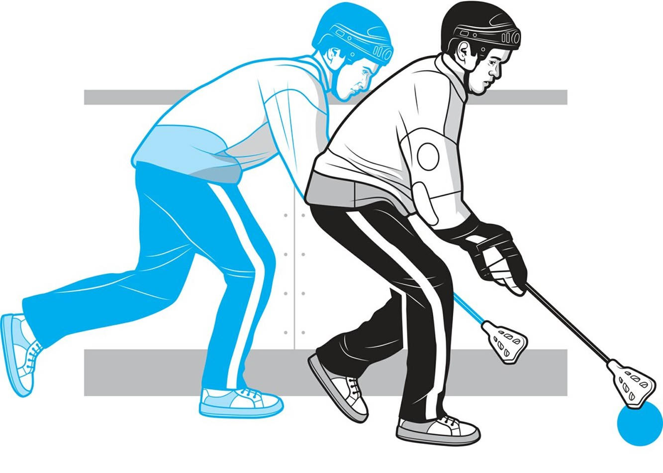 Dynamic Broomball Player in Action Wallpaper