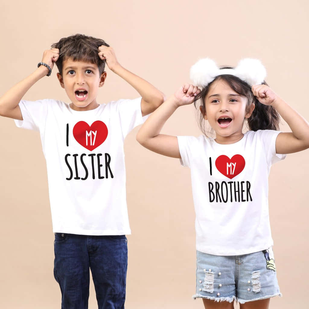 An adorable brother and sister having fun