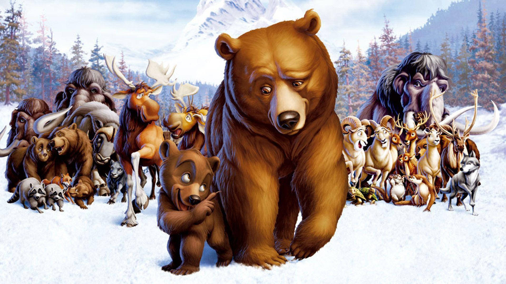 Brother Bear Full Cast Snowy Forest Background