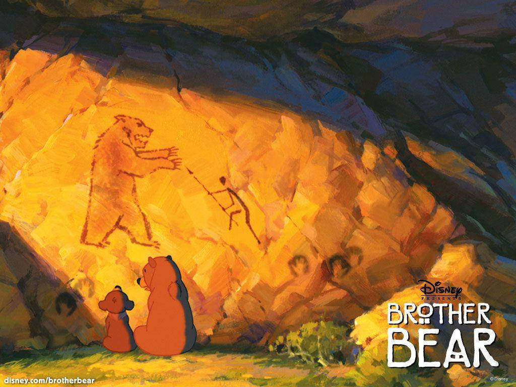 Brother Bear Rock Painting And Movie Logo Background