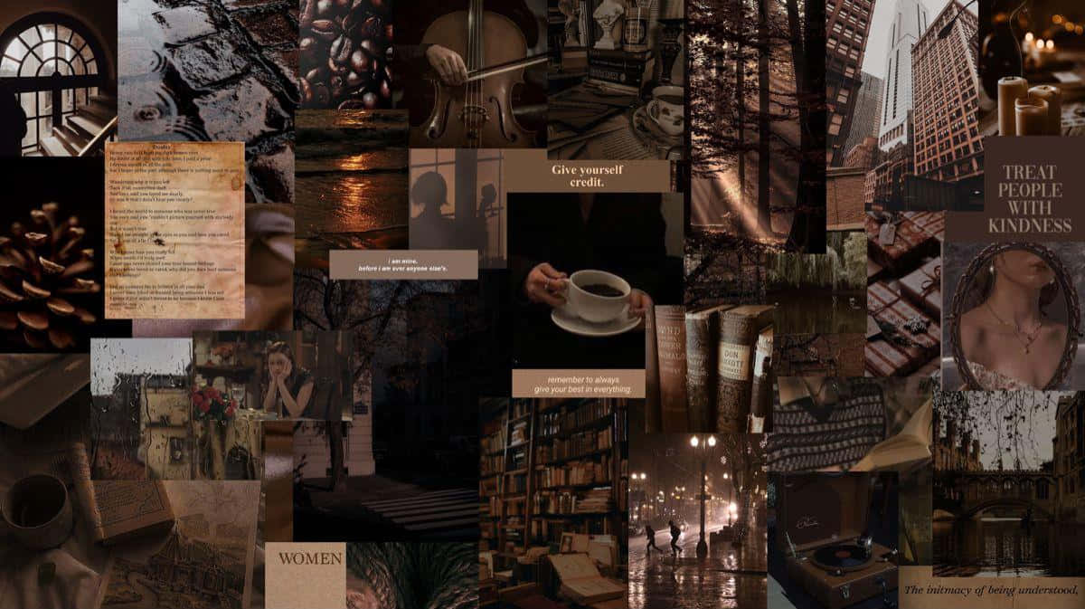 Brown Aesthetic Collage Desktop Background Wallpaper