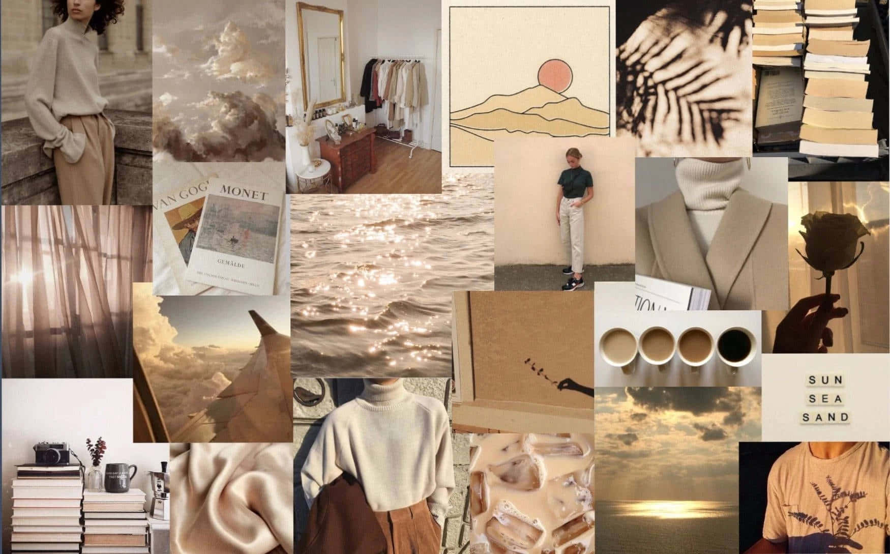 Brown Aesthetic Collage Desktop Wallpaper Wallpaper