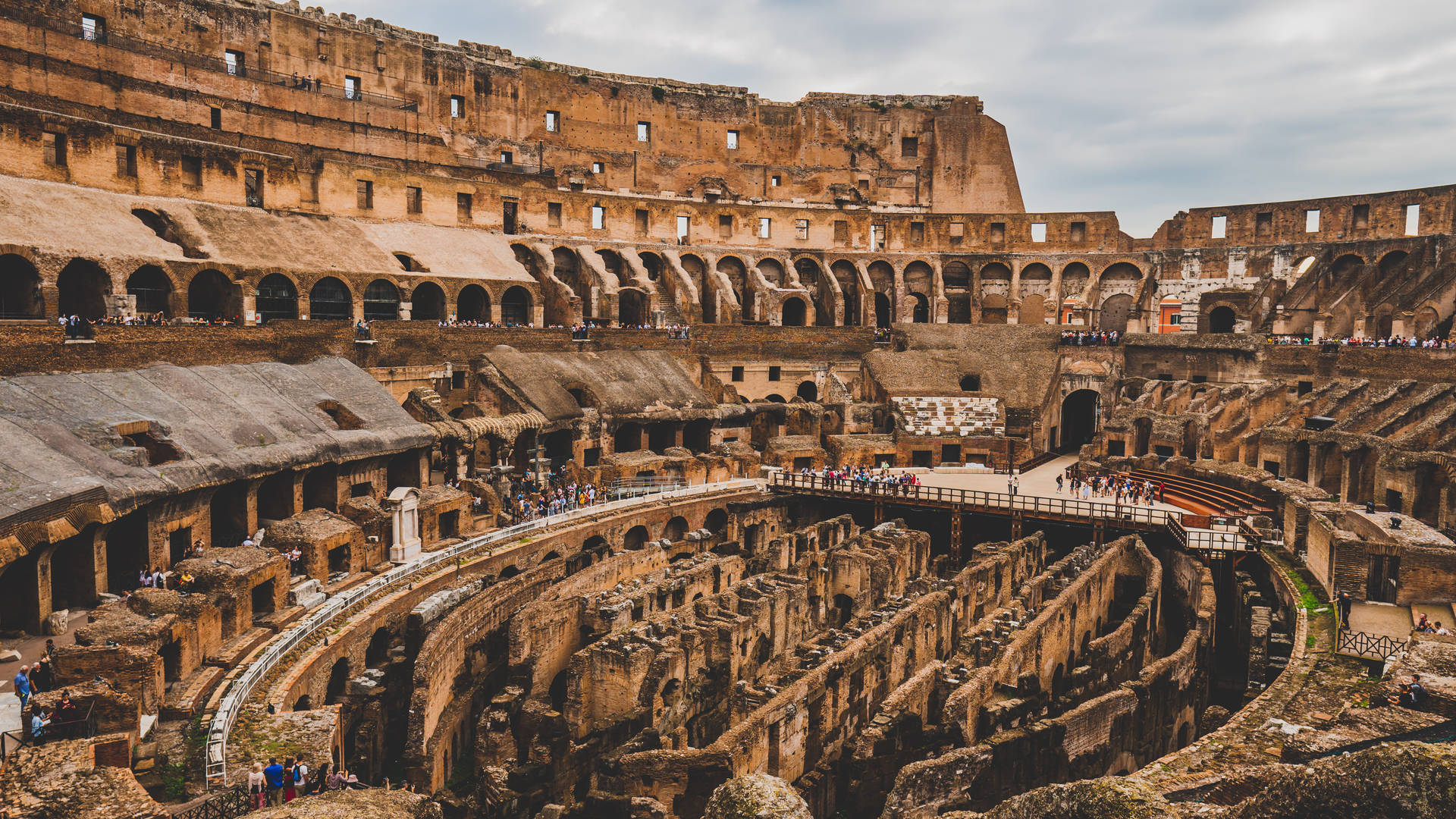 Brown Aesthetic Colosseum Interior Desktop Wallpaper