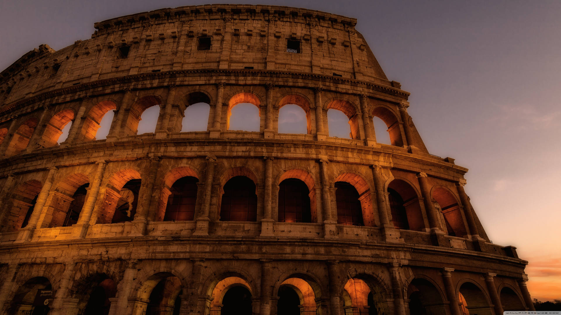 Brown Aesthetic Colosseum Sunset Wallpaper