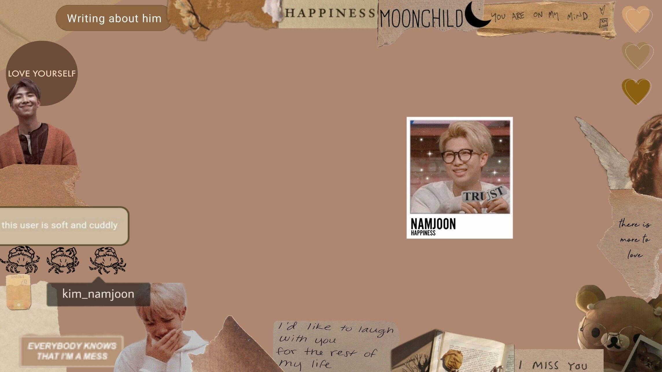 Download Brown Aesthetic Kim Namjoon Laptop Wallpaper 