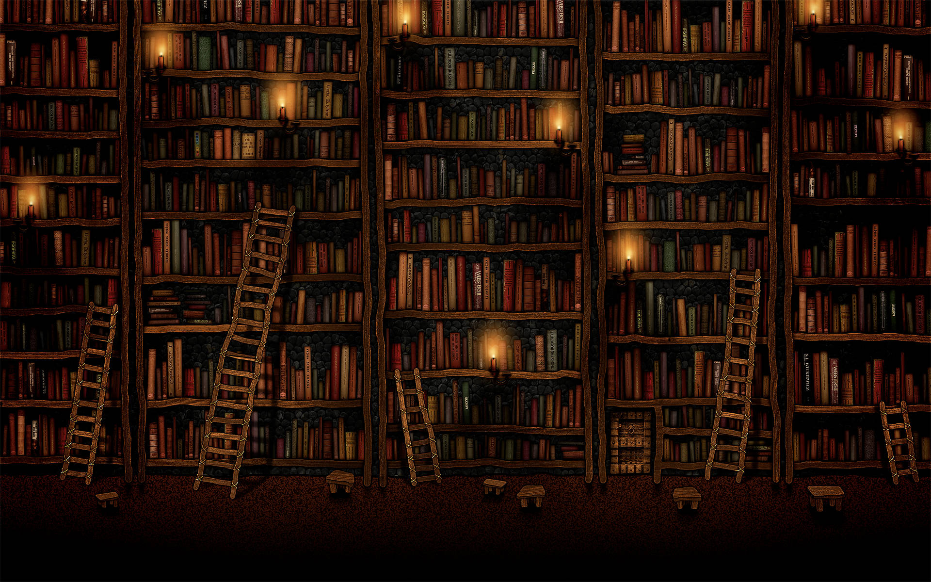 Brown Aesthetic Library Wallpaper