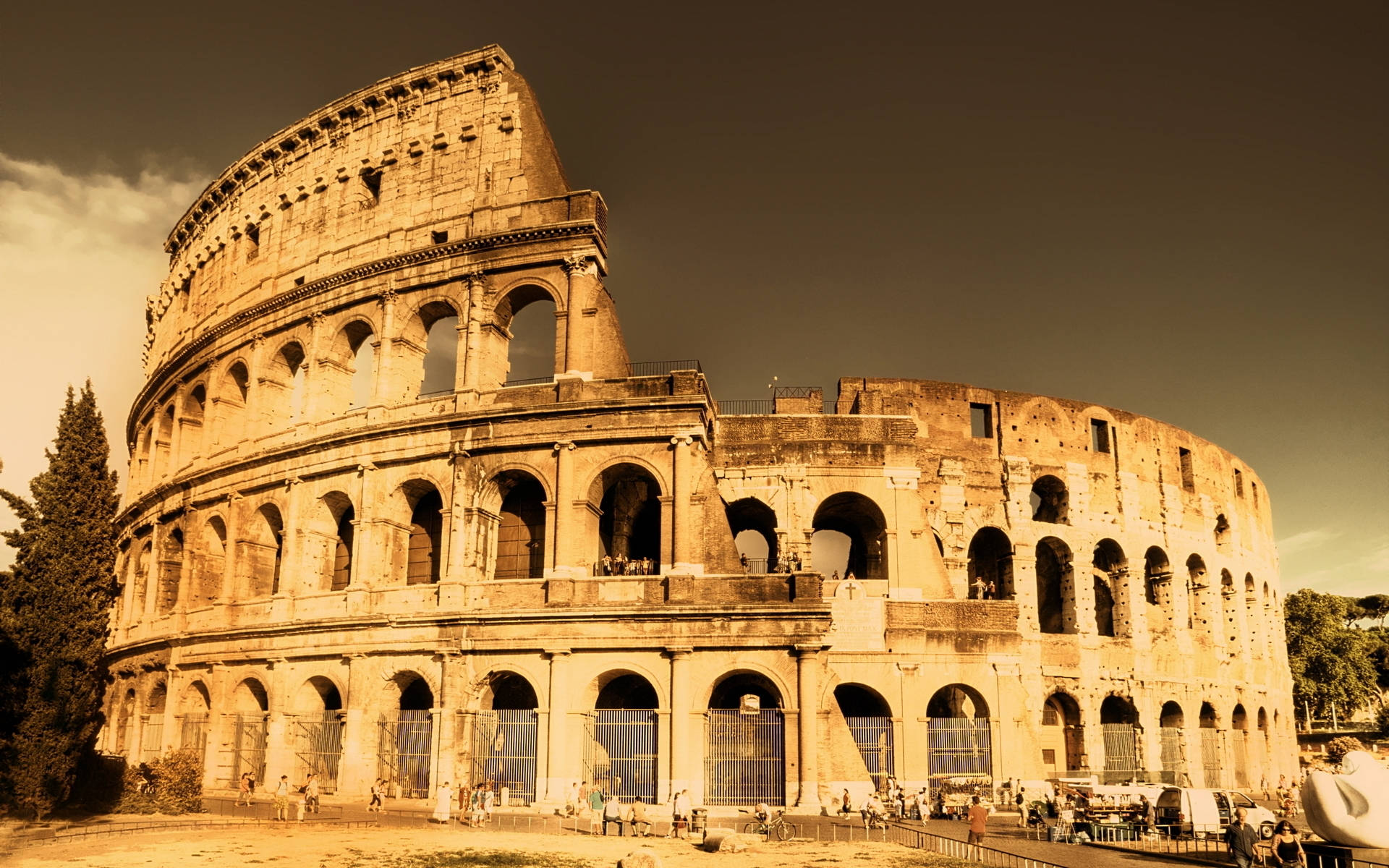 Brown Aesthetic Roman Colosseum Desktop Wallpaper