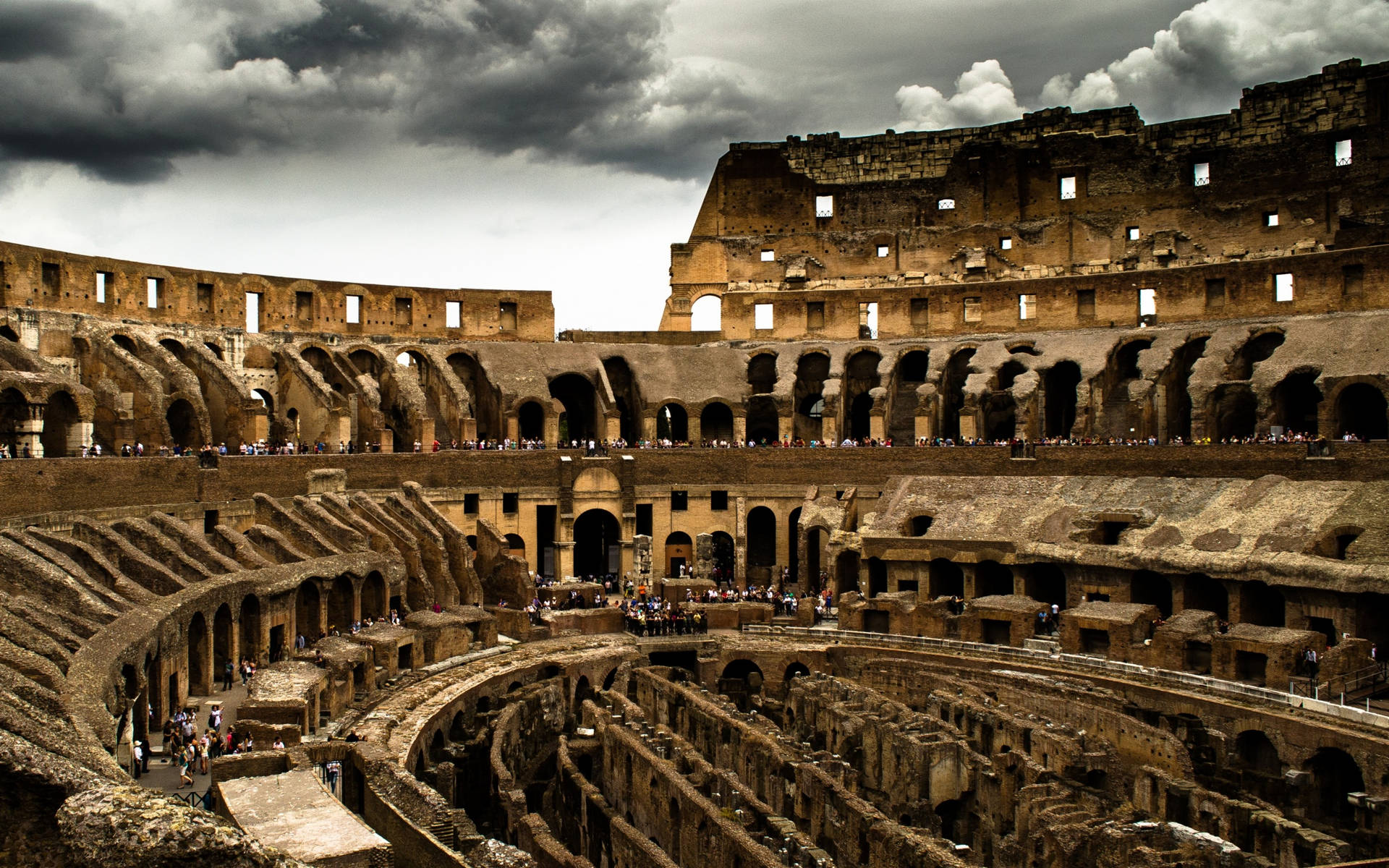 Brown Aesthetic Roman Colosseum Interior Wallpaper