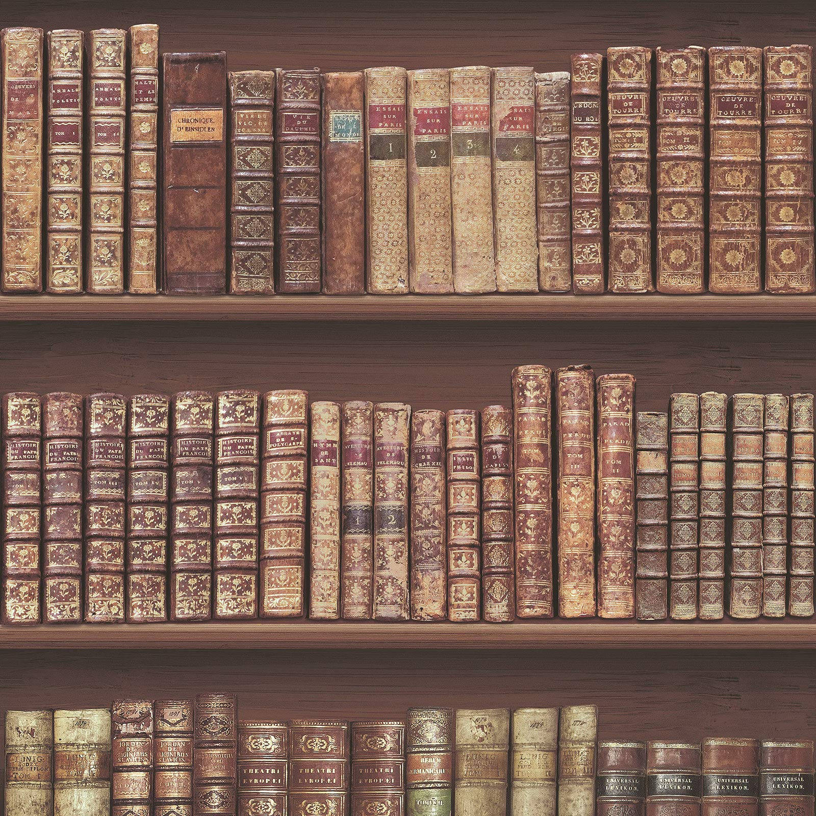 Brown Antique Bookshelf Wallpaper