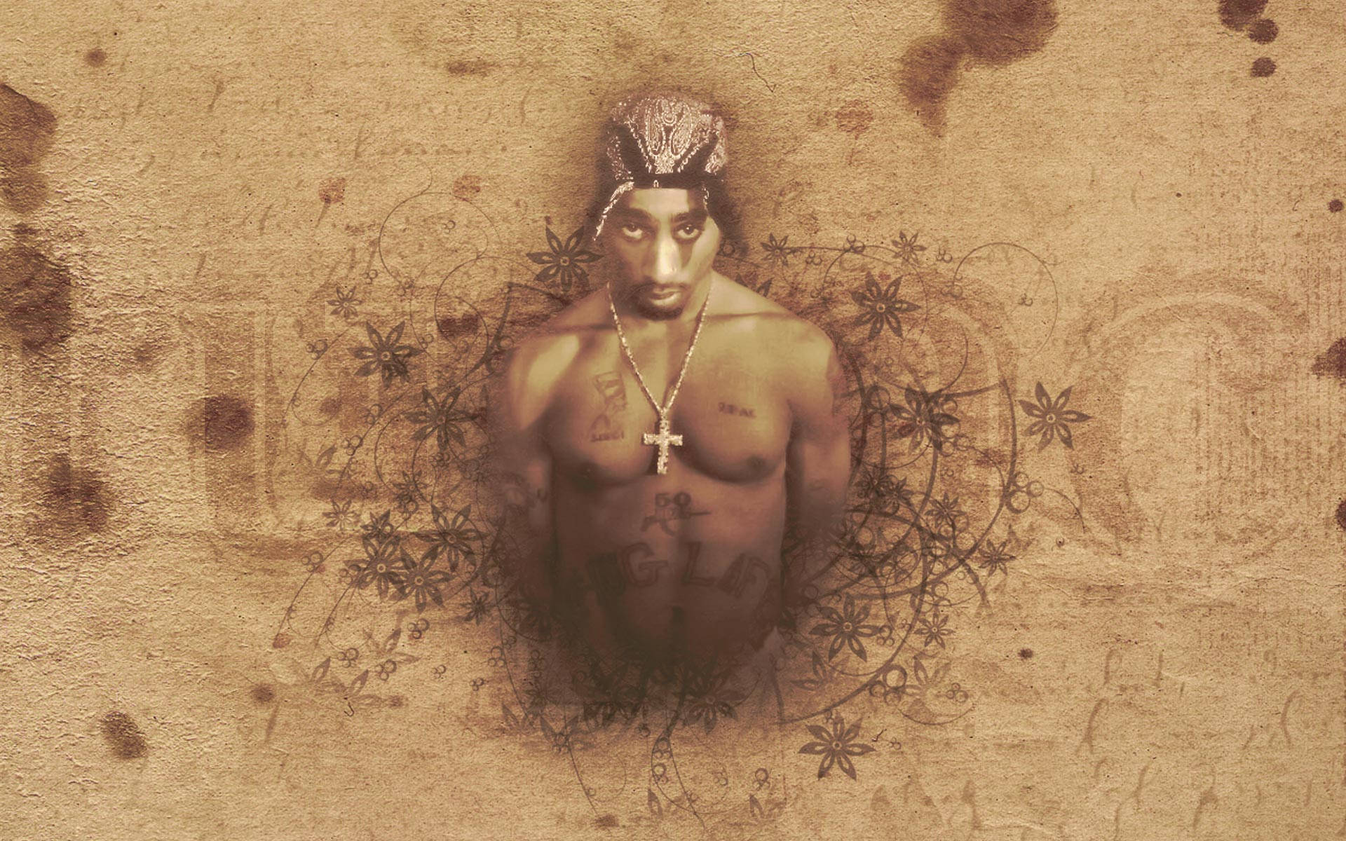 Brown Background 2pac Bare Chest Wallpaper