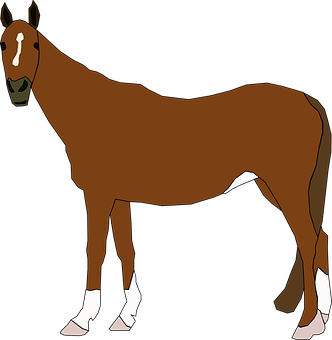 Brown Cartoon Horse Standing PNG