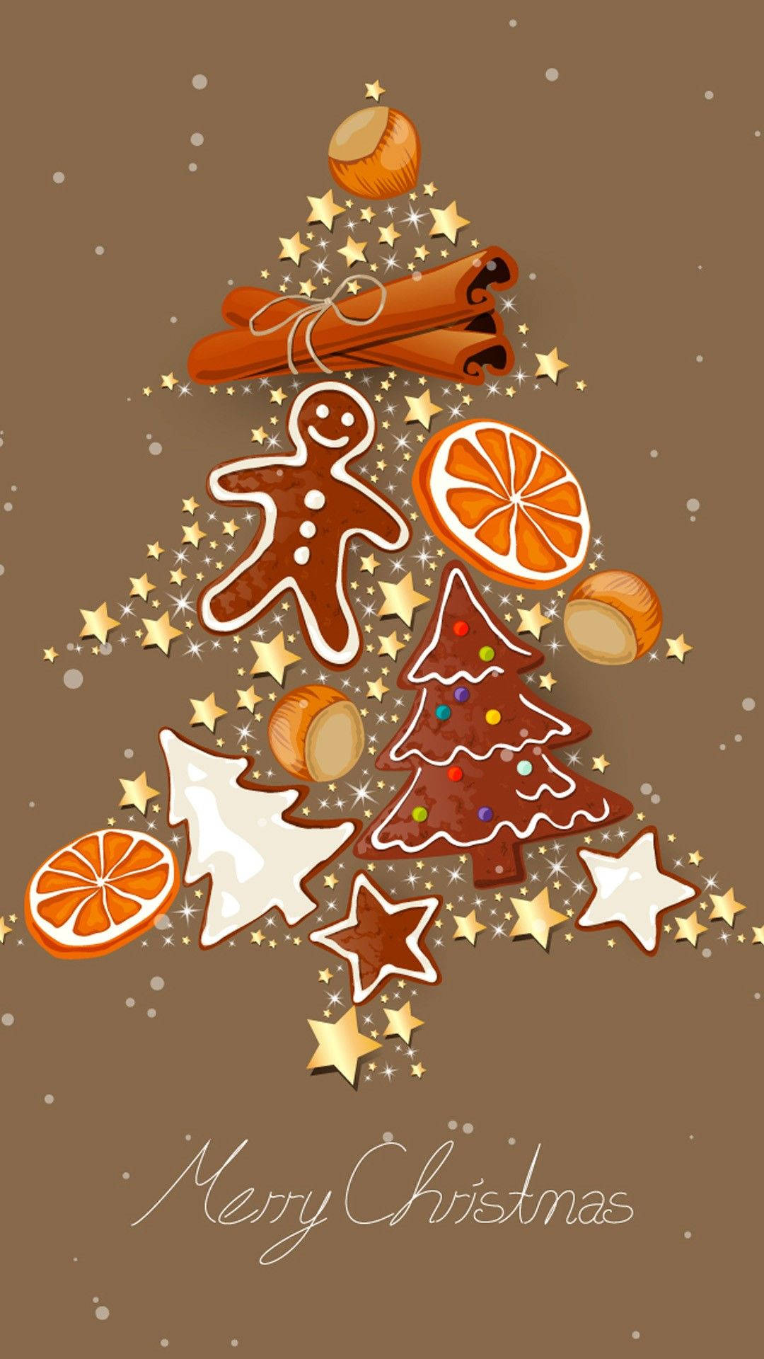 Brown Christmas Digital Art Phone Wallpaper