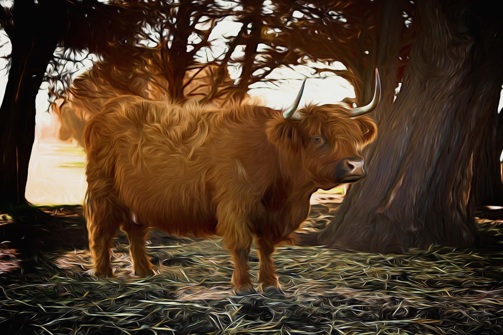 Beautiful Brown Cow Standing Majestically in a Green Pasture Wallpaper