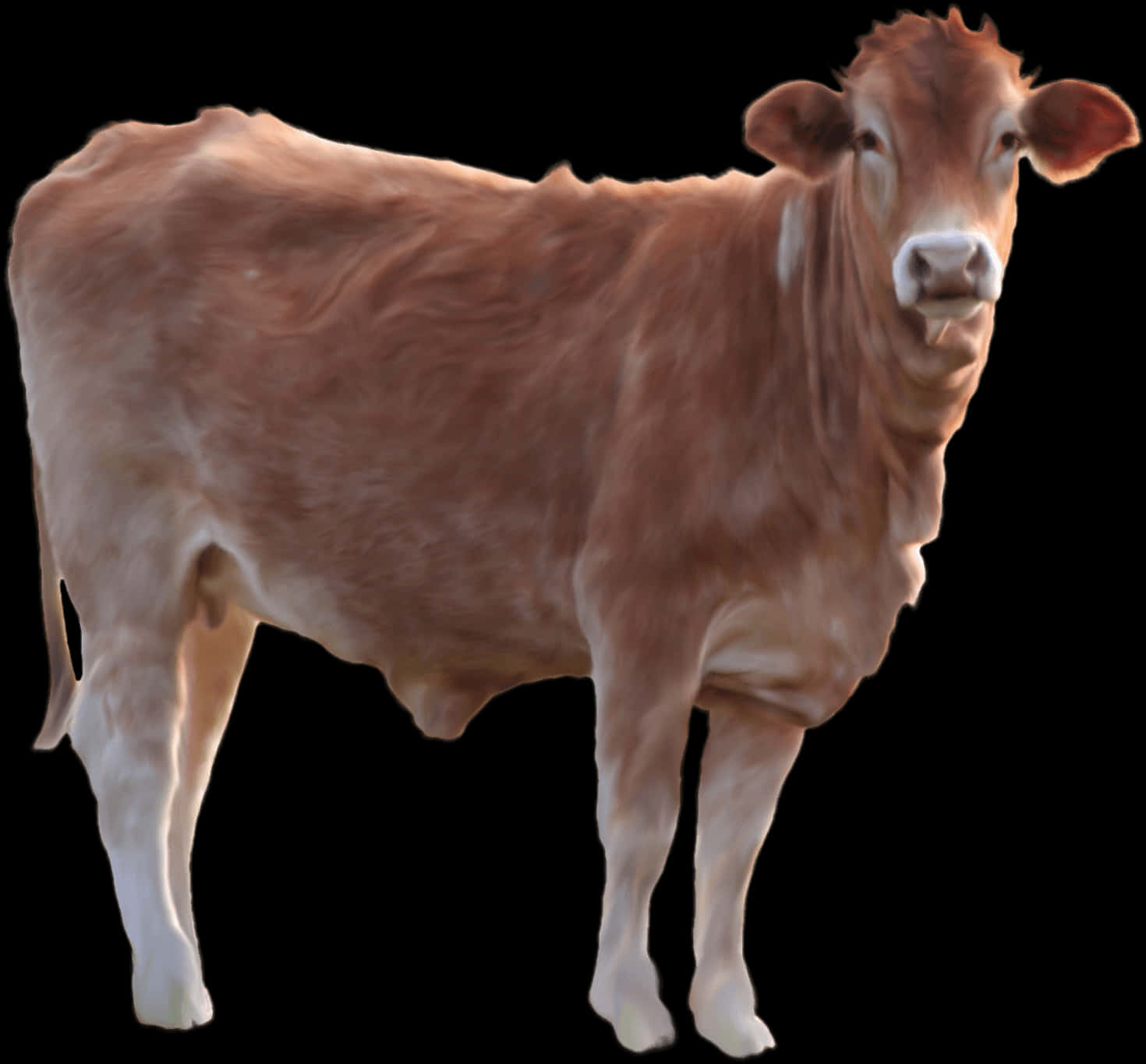 Brown Cow Isolatedon Black Background PNG