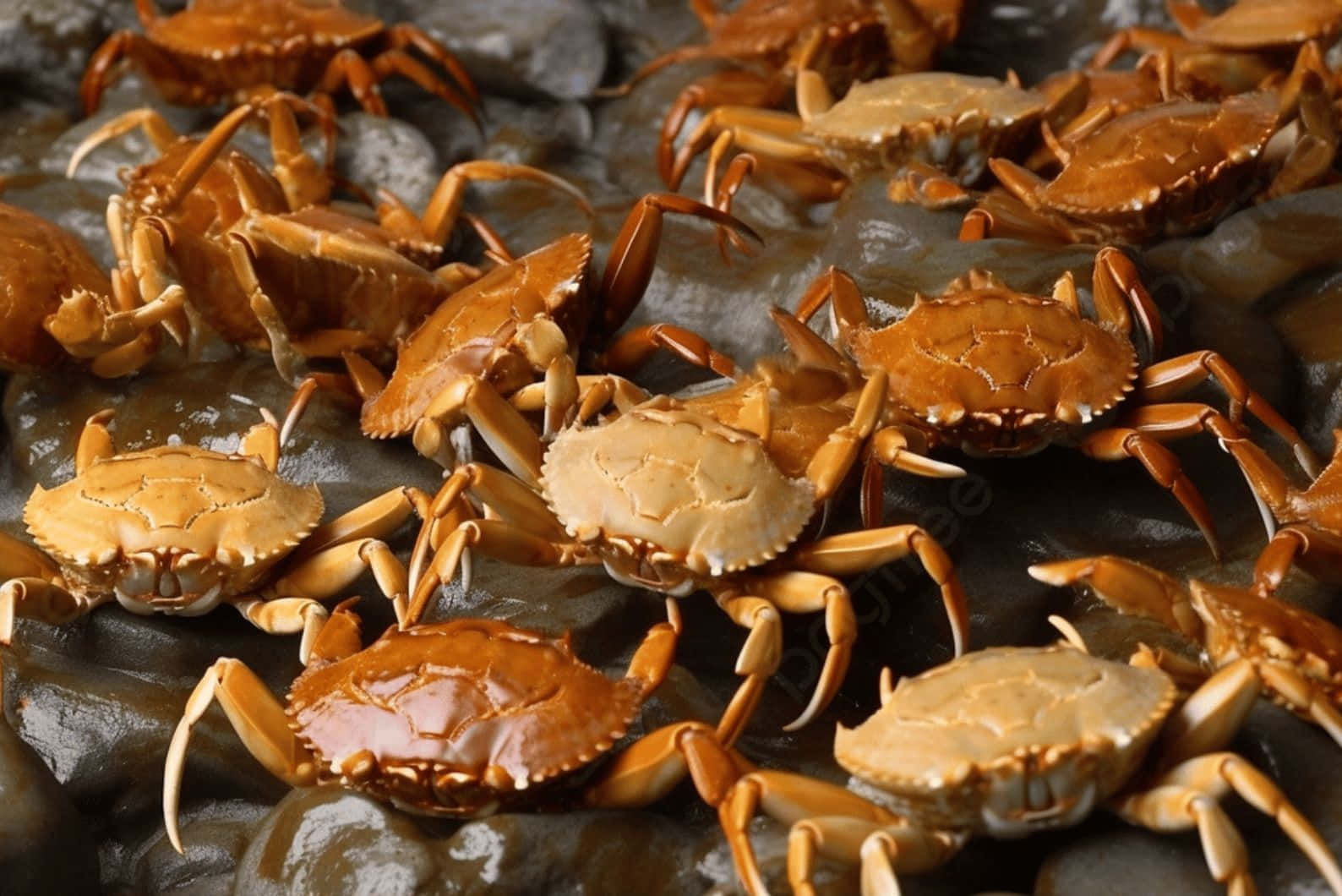 Brown Crabs On Wet Surface Wallpaper