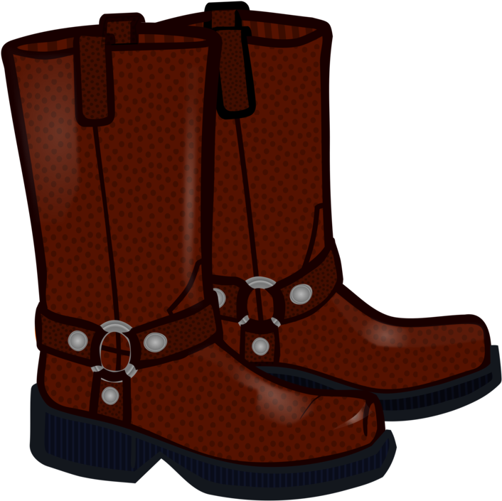 Brown Dotted Buckle Boots PNG