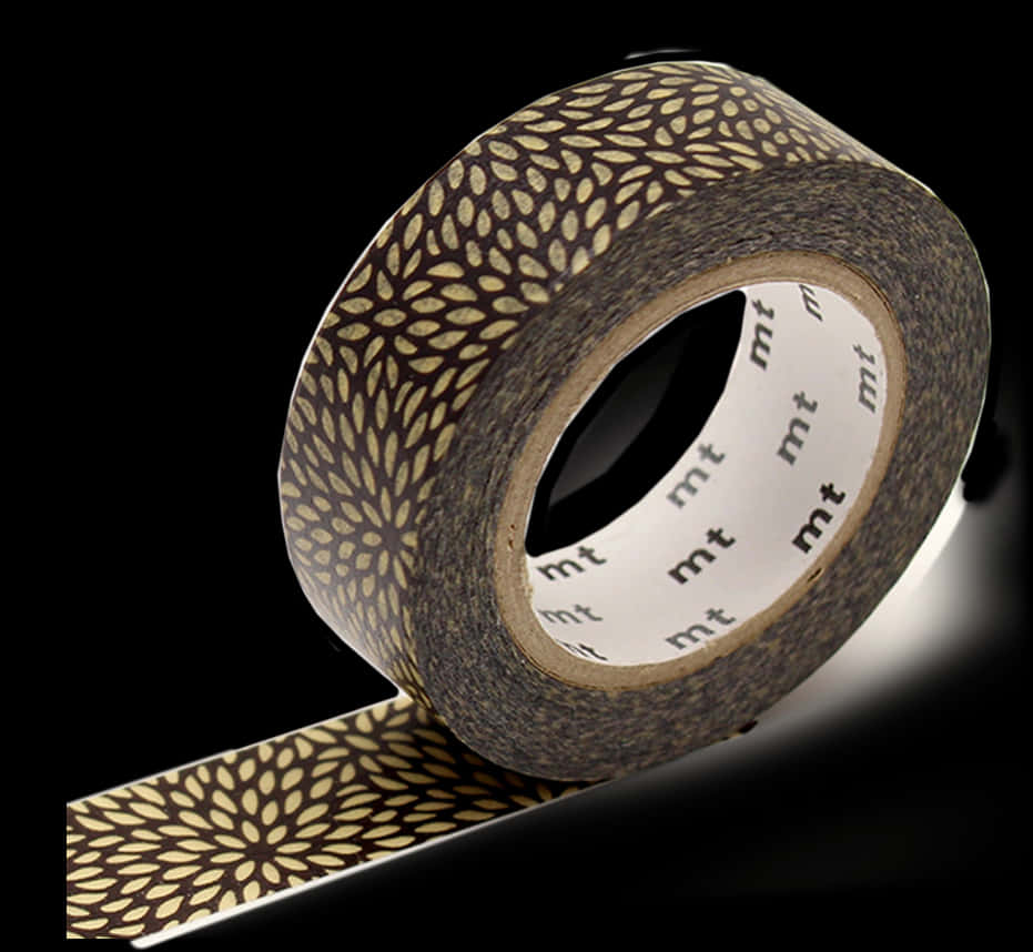 Brown Floral Washi Tape Roll PNG