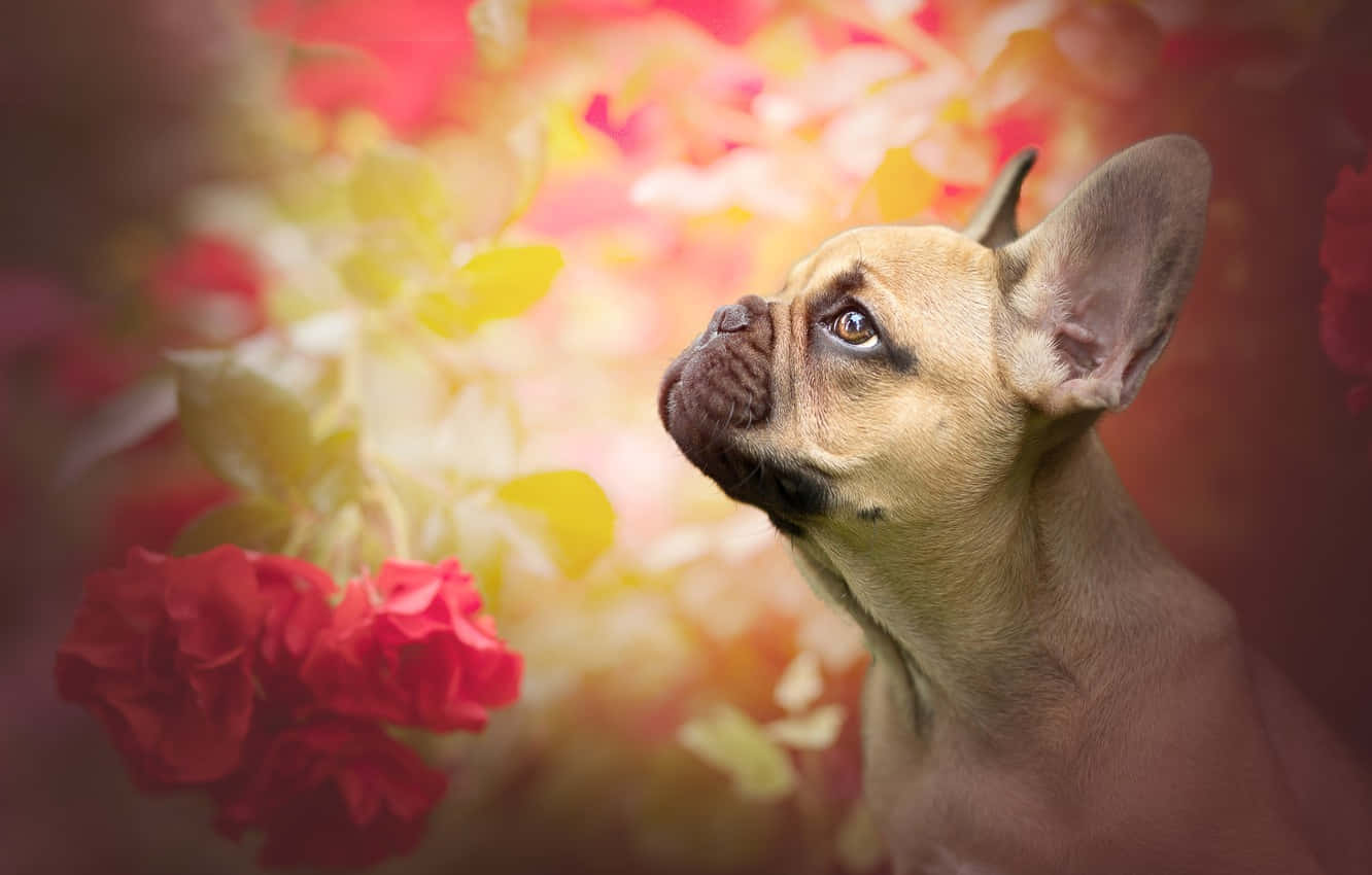 Brown French Bulldog Digital Painting Background
