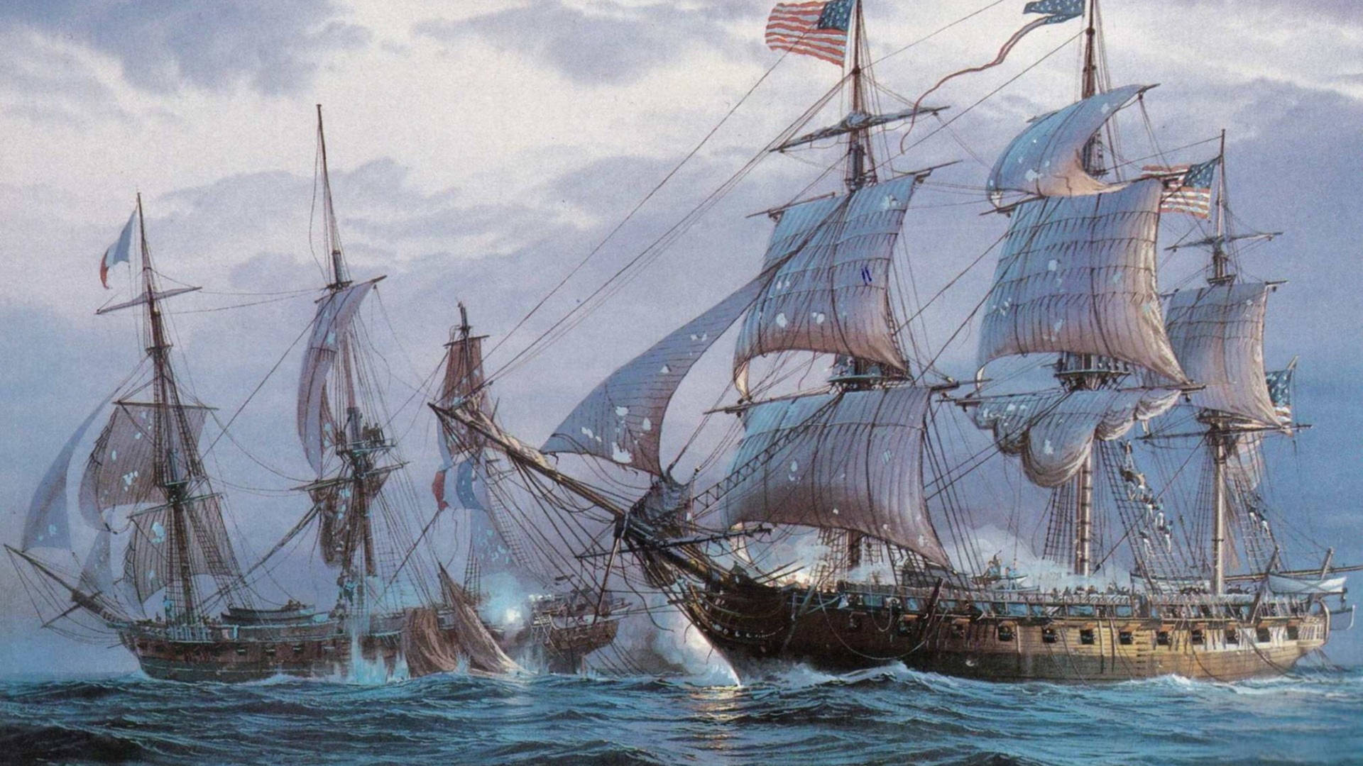 Brown Galleon Sailing Ships Wallpaper