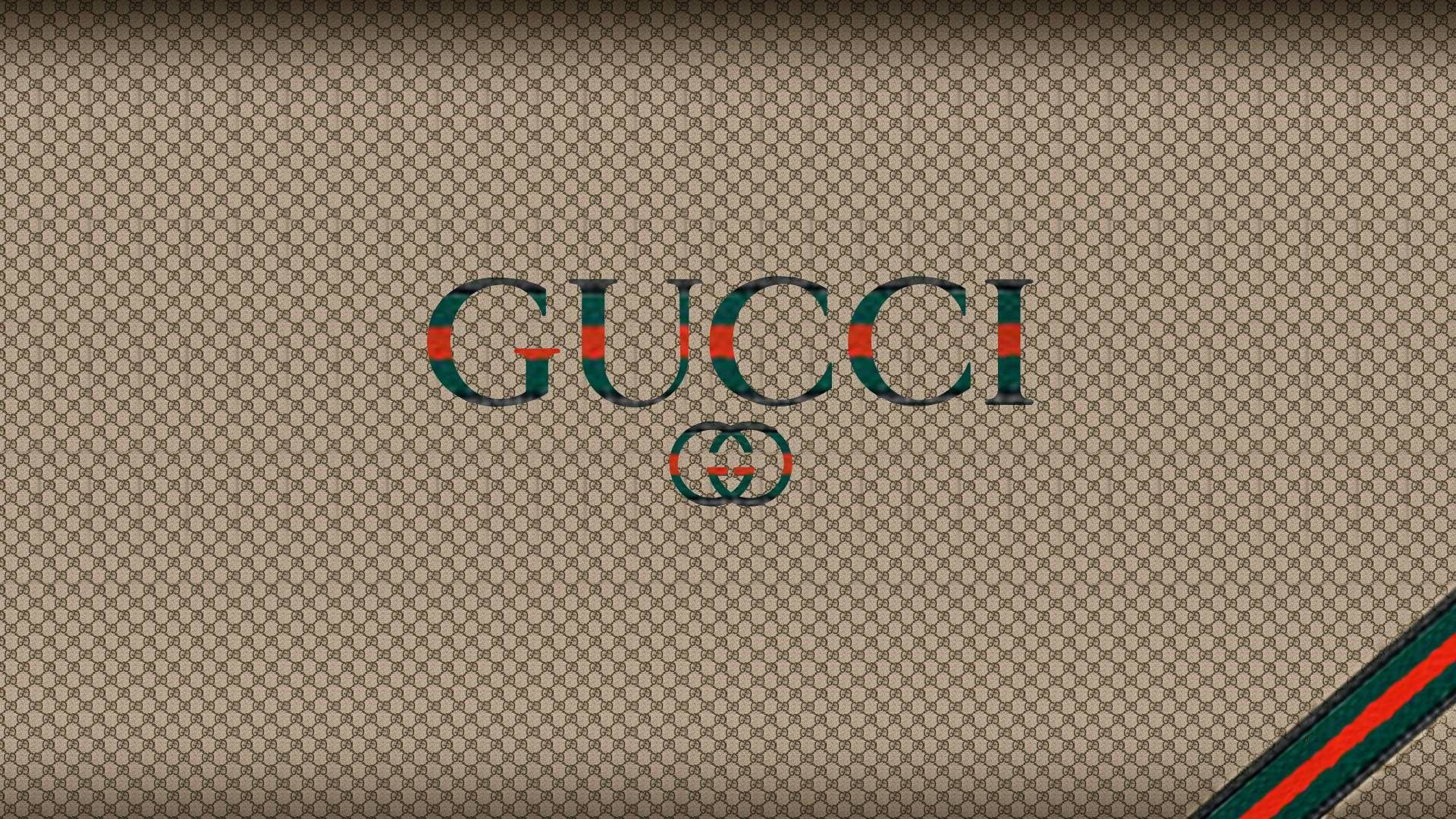 Patrónmarrón De Gucci Y Nombre De La Marca Fondo de pantalla