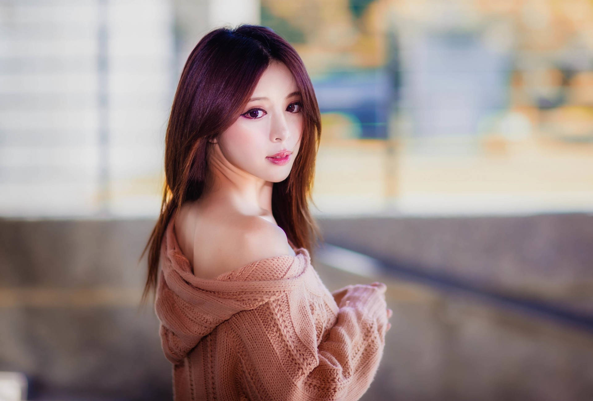 Brown-haired Chinese Girl Background