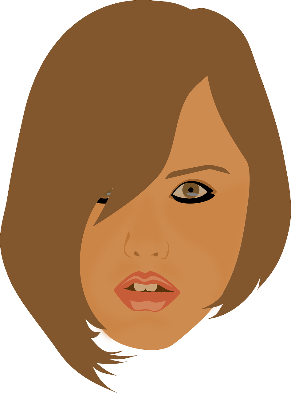 Brown Haired Female Vector Portrait PNG