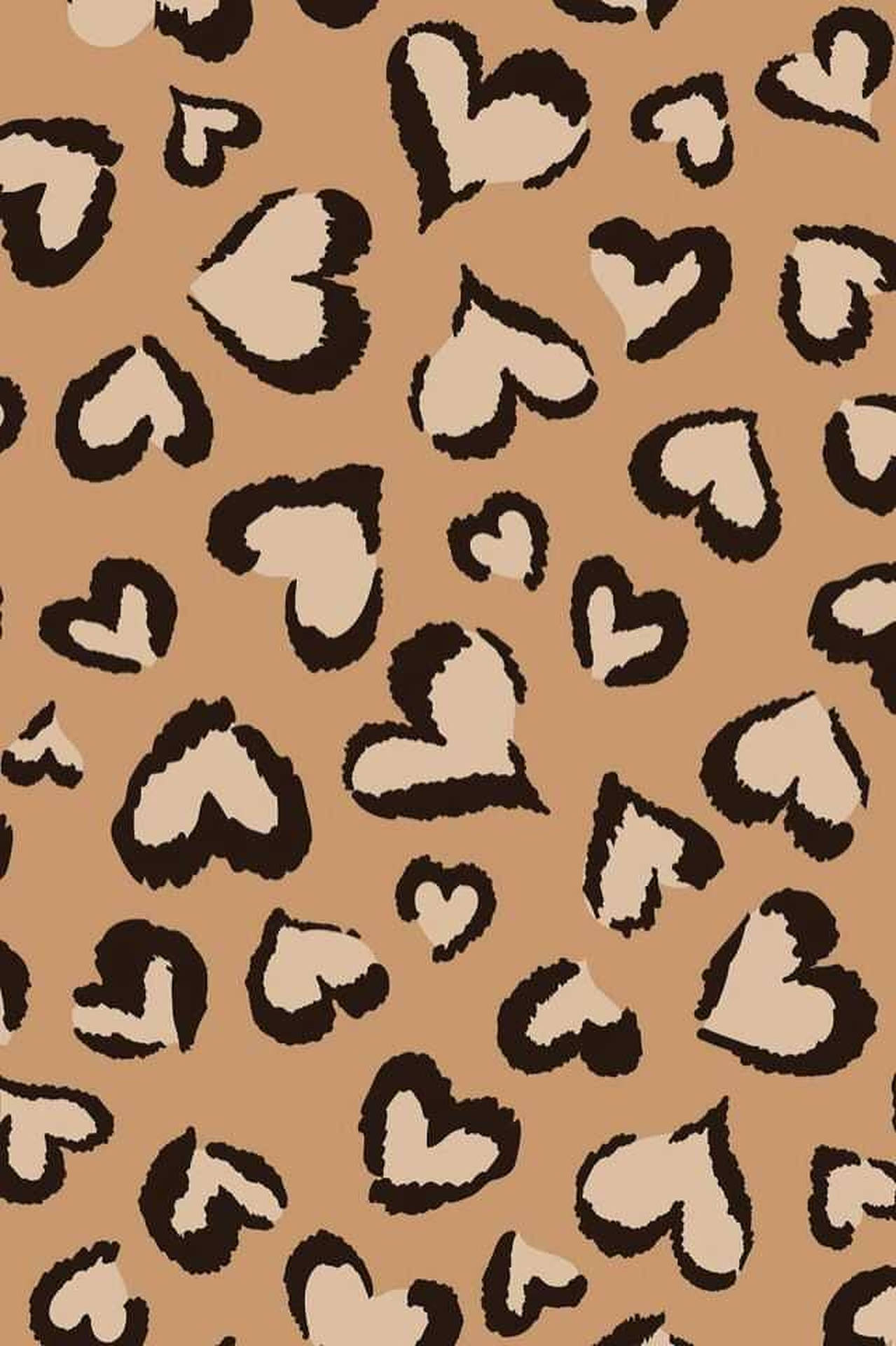 Brown Heart Cheetah Print Wallpaper