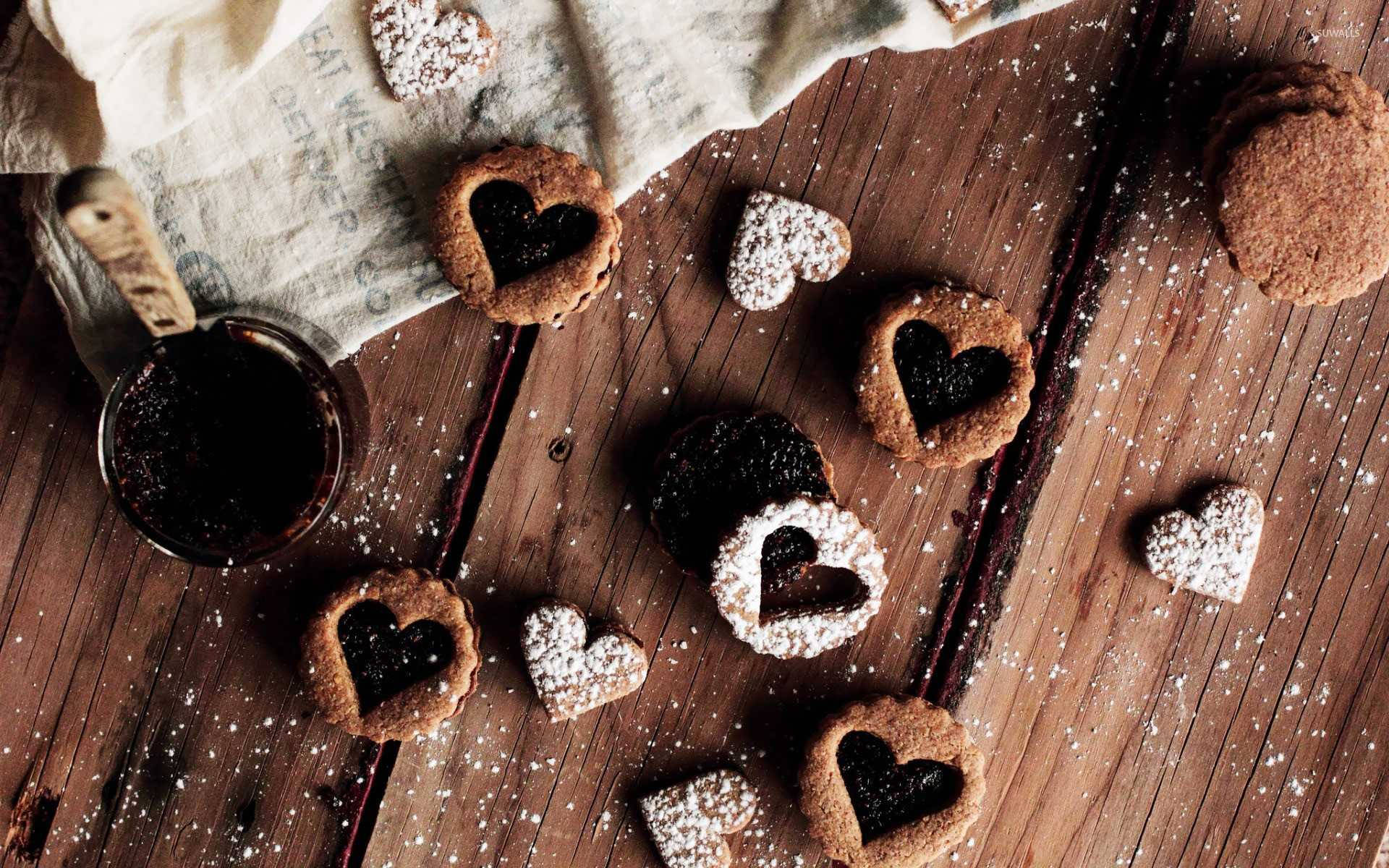 Brown Heart Cookies Wallpaper