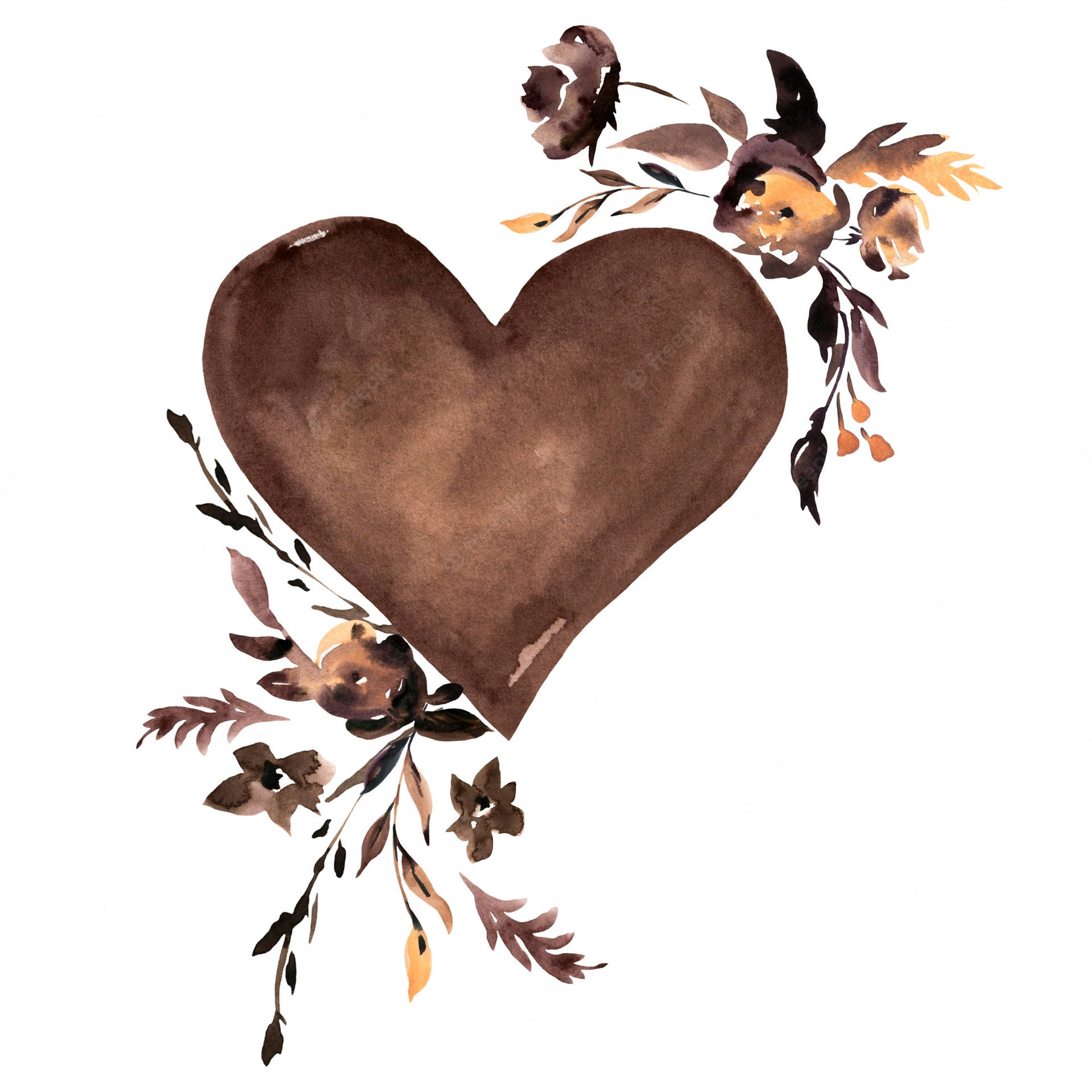 Brown Heart Watercolor Art Wallpaper