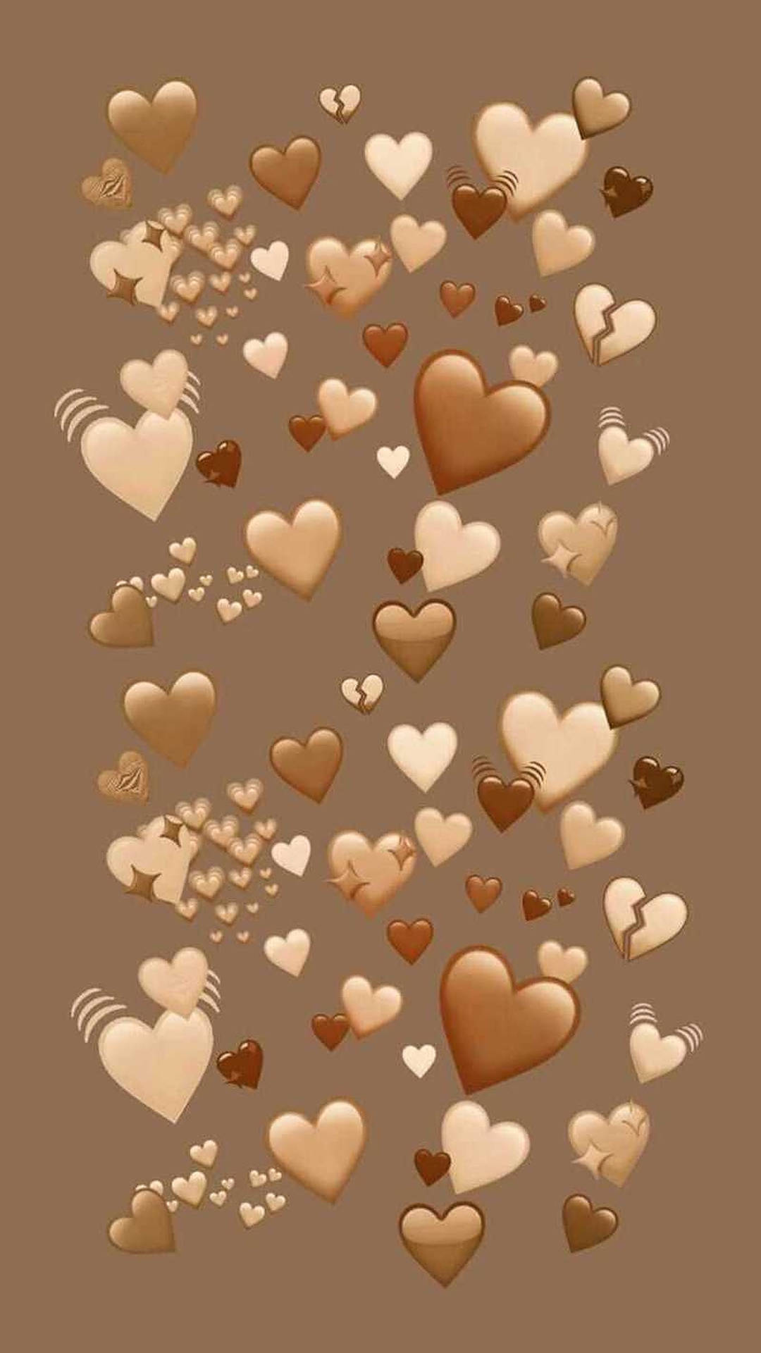 Brown Hearts Emojis Wallpaper