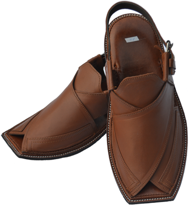 Brown Leather Chappals PNG