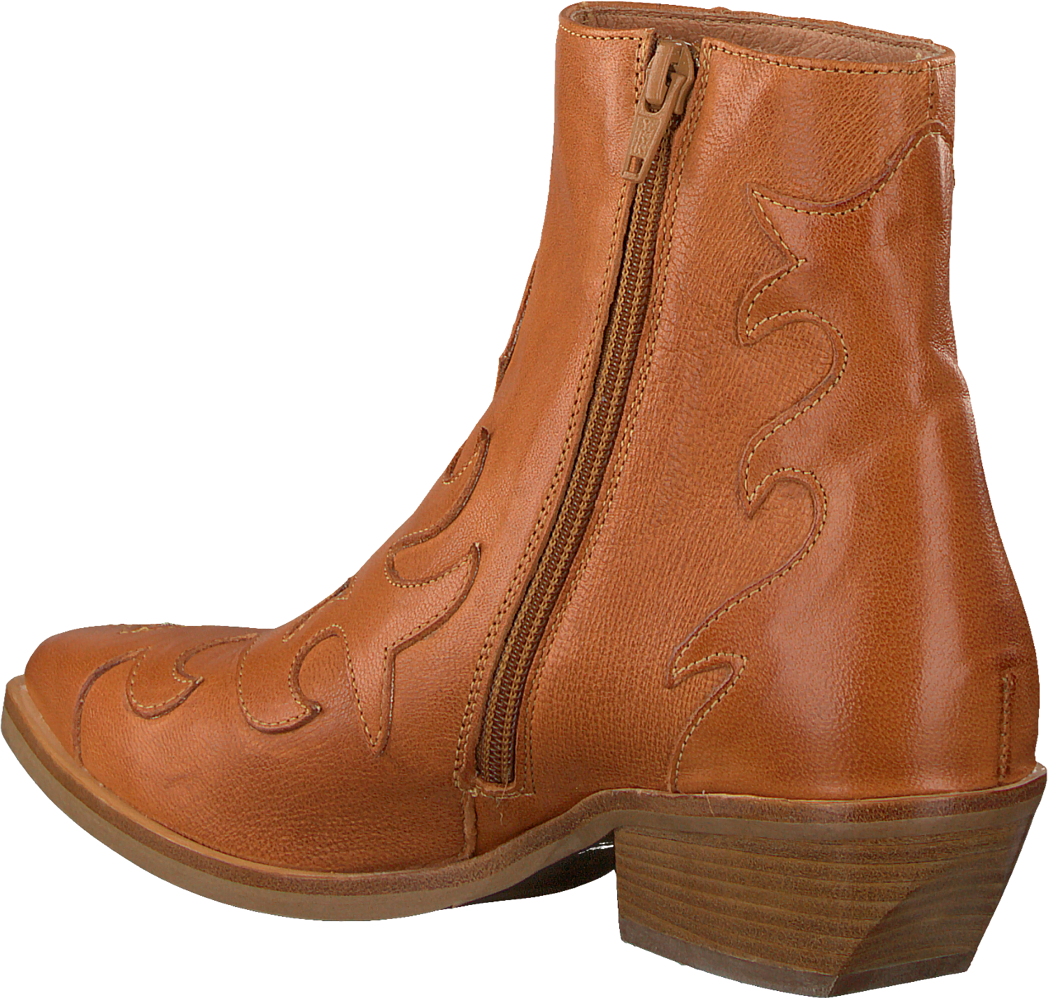 Brown Leather Cowboy Bootwith Zipper.png PNG