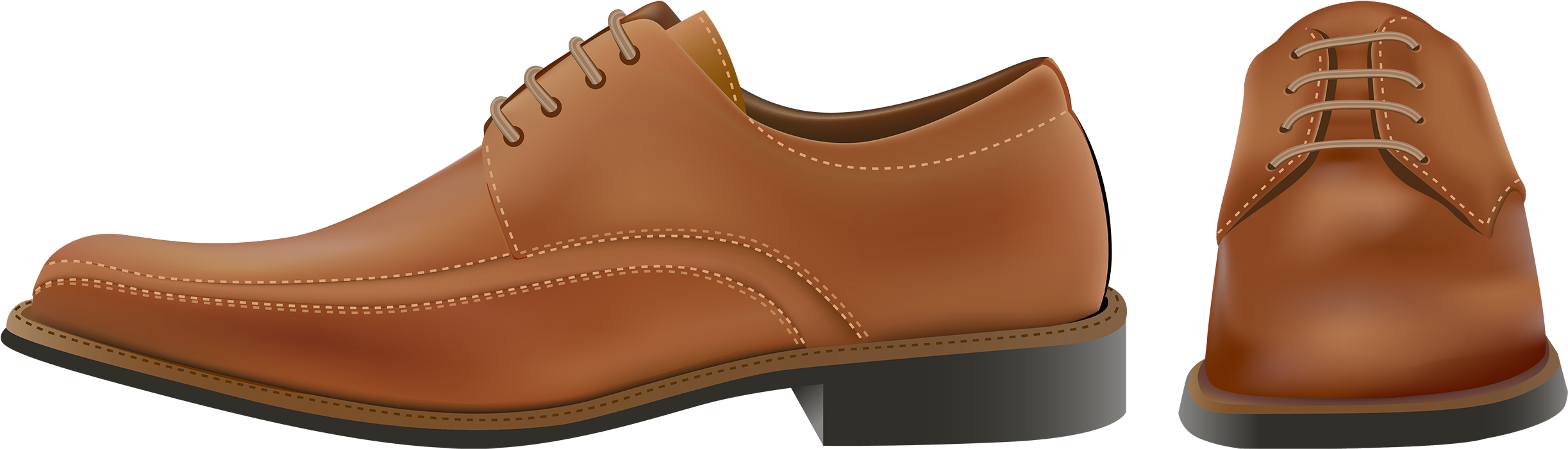 Brown Leather Dress Shoes Sideand Front View PNG