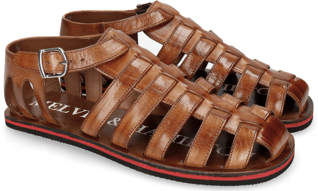 Brown Leather Fisherman Sandals PNG