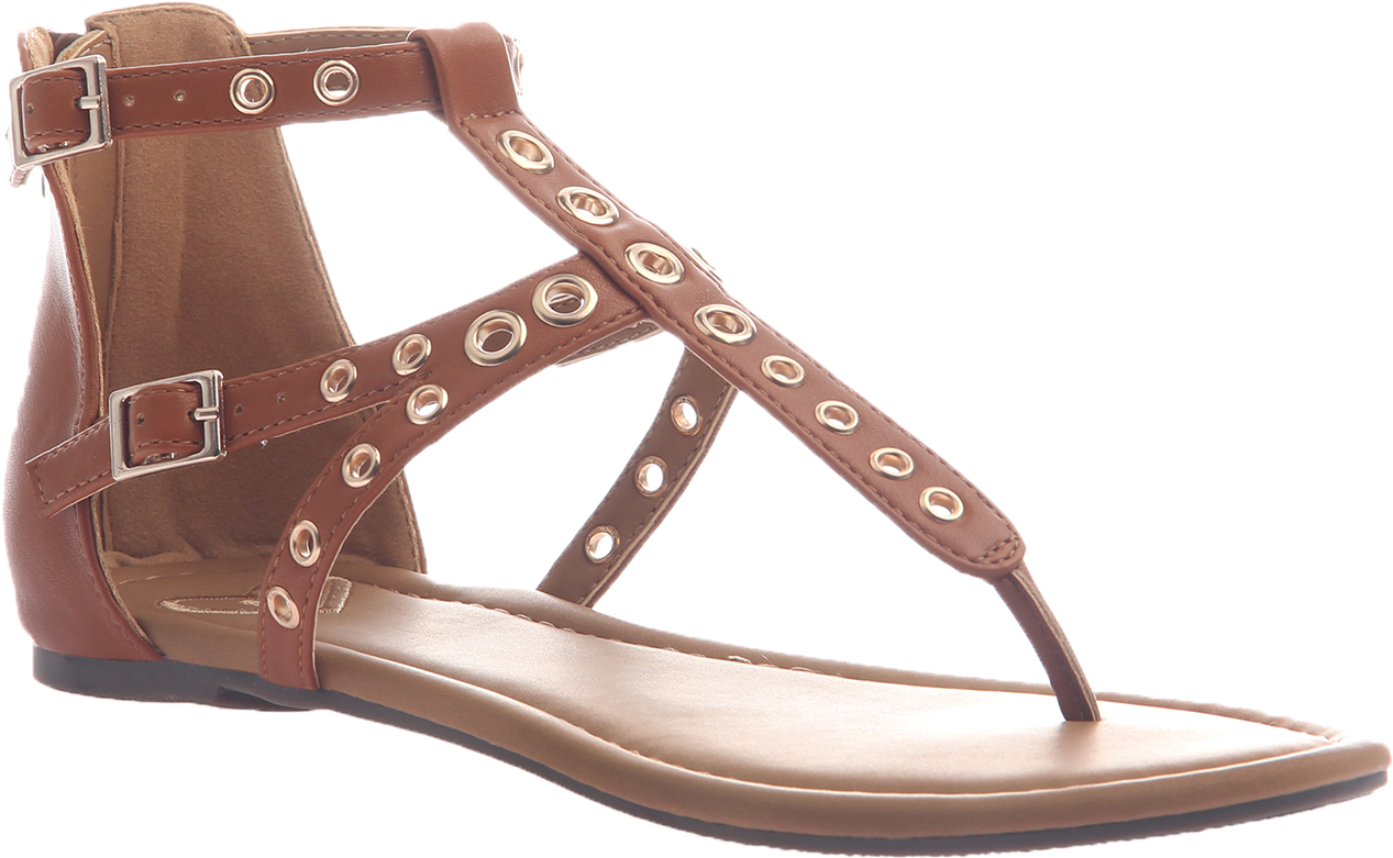 Brown Leather Gladiator Sandal PNG