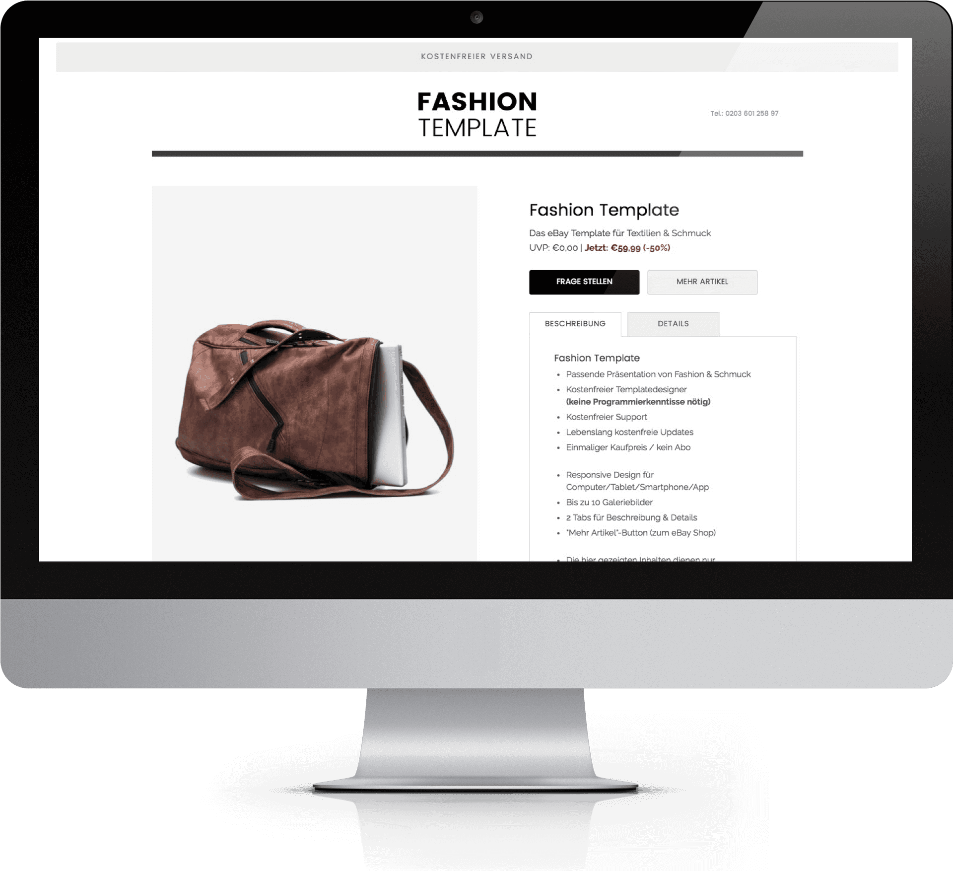 Brown Leather Handbag Ebay Listing Template PNG