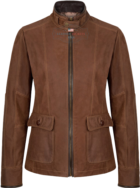 Brown Leather Jacket Standing PNG