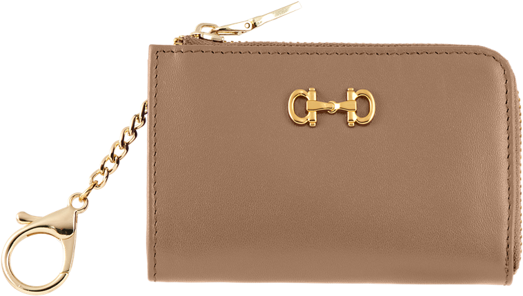 Brown Leather Keychain Wallet PNG